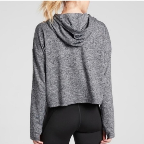 Athleta Uptempo Cropped Hoodie Gray Space Dye Womens Size Large Lightweight - Picture 3 of 10